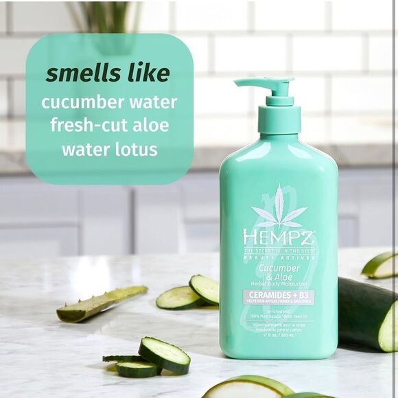 Hempz Body Lotion - Cucumber & Aloe Herbal Limited Edition Daily lotion 17 OZ - Picture 3 of 7